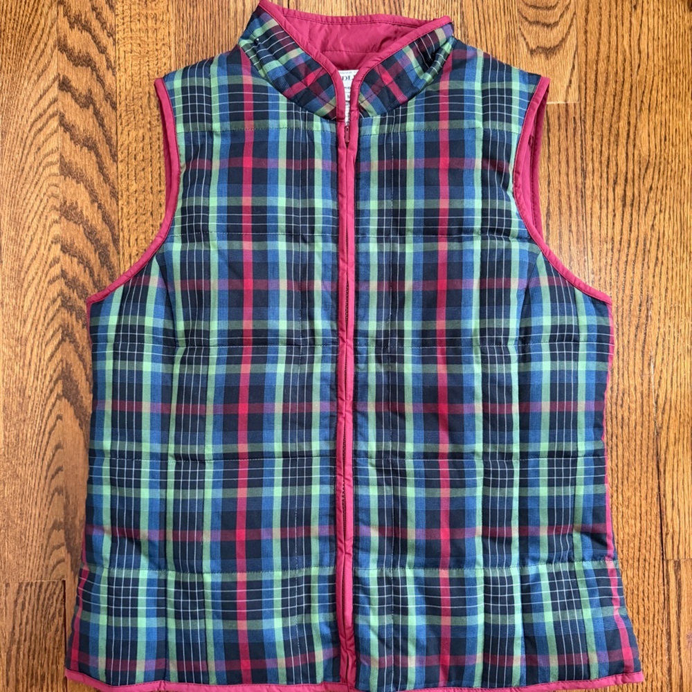 Pendleton Down Filled Puffed Vest Red Blue Green Plaid Size Medium